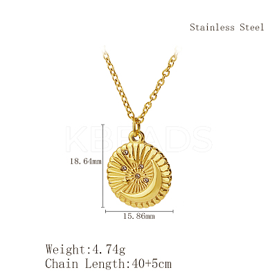 Stylish 304 Stainless Steel Sunbeam Pendant Necklace for Women's Daily Wear KZ7444-1-1