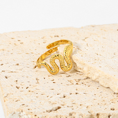 Luxury Snake 304 Stainless Steel Open Cuff Rings OI8579-1