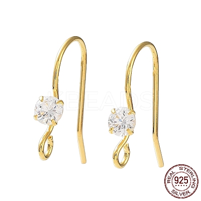 925 Sterling Silver with Clear Cubic Zirconia Earring Hooks LS-STER-G036-16G-1