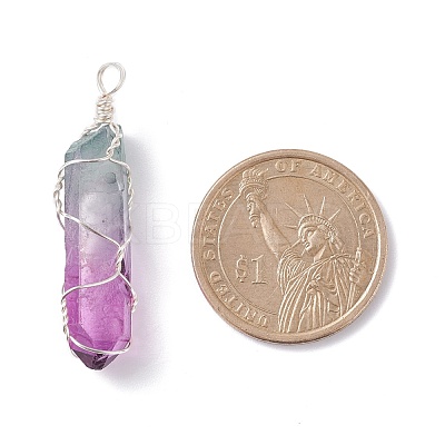 Natural Dyed Quartz Pointed Pendants PALLOY-JF01110-1