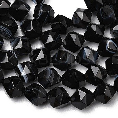 Natural Black Banded Agate/Striped AgateBeads Strands G-Z119-A03-03-1