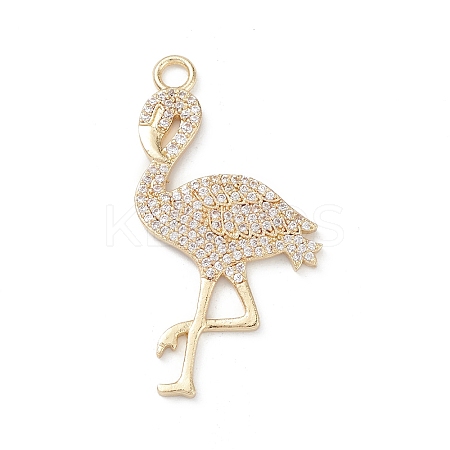 Rack Plating Brass Micro Pave Clear Cubic Zirconia Bird Pendants KK-L155-67G-1
