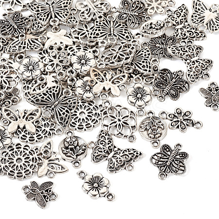 60Pcs 10 Styles Tibetan Style Alloy Connector Charms FIND-TA0003-67-1