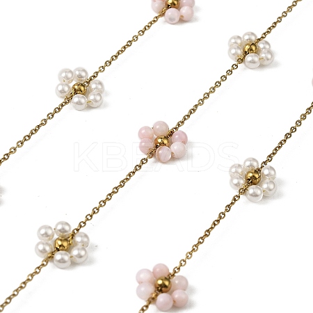 Handmade 304 Stainless Steel Beaded Chains CHS-L031-11G-04-1