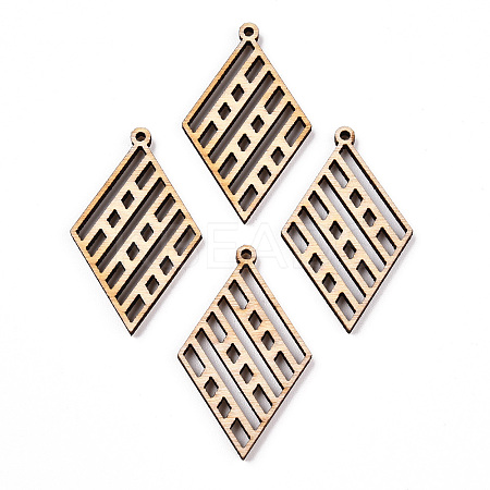 Undyed Natural Poplar Wood Pendants WOOD-TAC0002-47-1