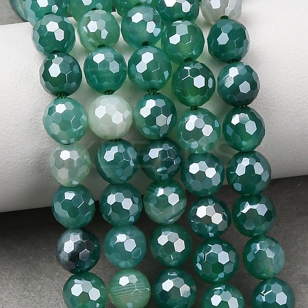 Electroplated Natural Agate Beads Strands G-B191-A07-6mm-09-1