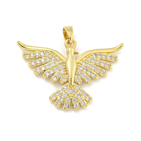 Phenix Rack Plating Brass Clear Cubic Zirconia Pendants KK-M291-08G-1