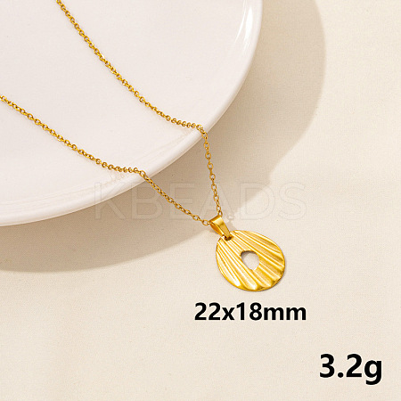 304 Stainless Steel Flat Round Pendant Necklaces SS2971-2-1