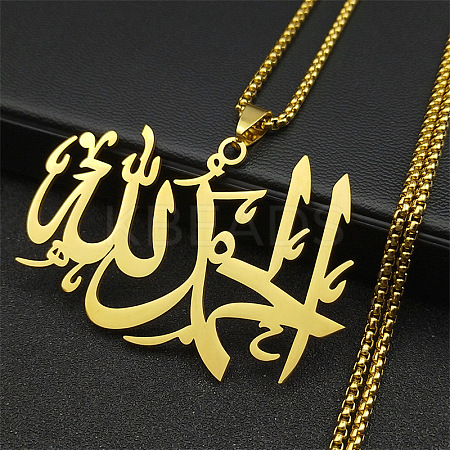 201 Stainless Steel Pendant Necklaces LS-NJEW-C066-14G-1