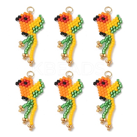 Glass Seed Beaded Bird Pendants PALLOY-MZ00920-05-1