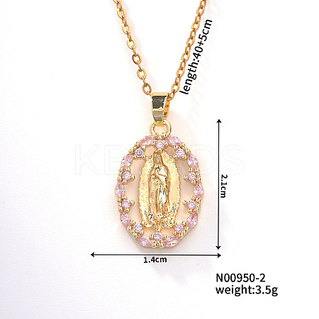 Retro Colorful Fashion Necklace with Shiny Rhinestones and Virgin Mary Pendant LW6178-2-1