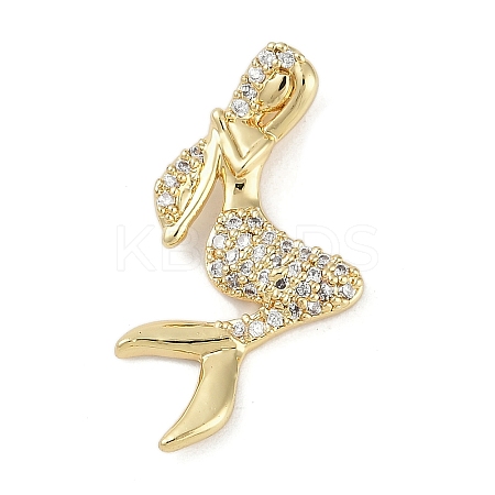 Rack Plating Brass Micro Pave Cubic Zirconia Pendants KK-H509-18G-1