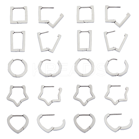 304 Stainless Steel Huggie Hoop Earrings EJEW-UN0001-36P-1