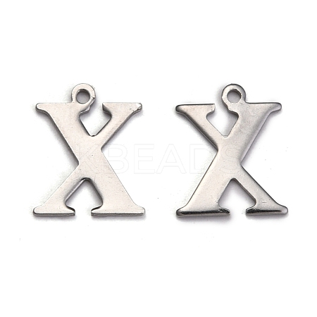 Tarnish Resistant 304 Stainless Steel Alphabet Charms STAS-H122-X-P-1