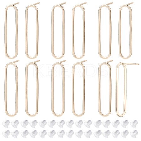 12Pcs Brass Hollow Oval Stud Earring Findings KK-GO0001-71-1