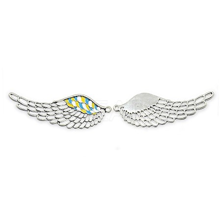 Wings Antique Silver Tone Alloy Enamel Big Pendants ENAM-N038-17A-1
