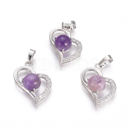 Natural Amethyst Pendants G-L512-O15-1
