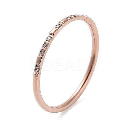 Ion Plating(IP) 304 Stainless Steel Micro Pave Clear Cubic Zirconia Finger Rings RJEW-B068-01C-RG-1