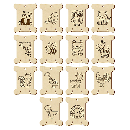 14Pcs 14 Style Plywood Thread Winding Boards WOOD-WH0060-10-1
