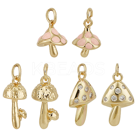 12Pcs 3 Styles Brass Micro Pave Cubic Zirconia Pendants KK-GO0002-24-1