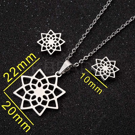 201 Stainless Steel Pendant Necklaces & Stud Earrings Sets FS-WGB00D6-04-1