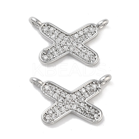 Brass Micro Pave Cubic Zirconia Charms KK-B102-07P-1