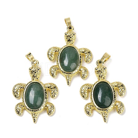 Natural Green Aventurine & Brass Pendants KK-F887-01G-20-1