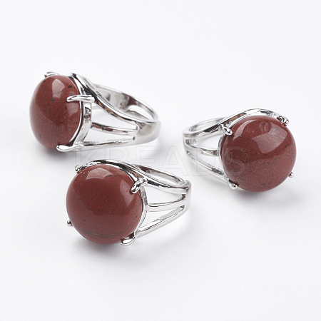 Adjustable Natural Red Jasper Finger Rings RJEW-F075-01N-1