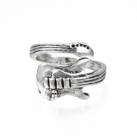 Guitar Alloy Open Cuff Ring for Men Women RJEW-T009-41AS-1