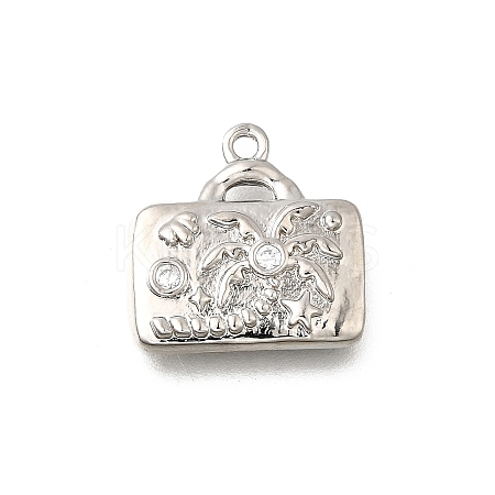 Brass Micro Pave Clear Cubic Zirconia Pendants KK-C096-16A-P-1