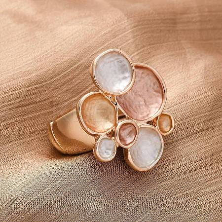 Zinc Alloy & Enamel Stretch Finger Rings for Women RJEW-M101-01A-G-1