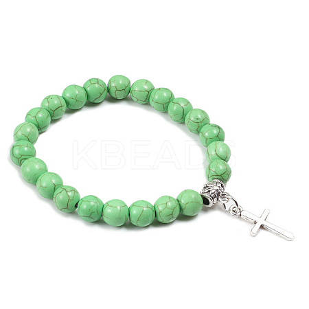 Cross Bracelet Women's European and American Fashion Personality Bracelet Ethnic Style Jewelry Lava Stone XK5170-3-1