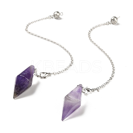 Natural Amethyst Pointed Dowsing Pendulums G-F763-05P-08-1