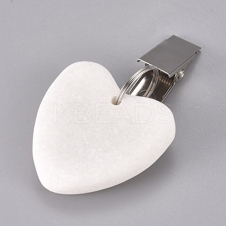 Heart Shape Marble Tablecloth Weights with Stainless Steel Tablecloth Clips HJEW-WH0005-09C-1