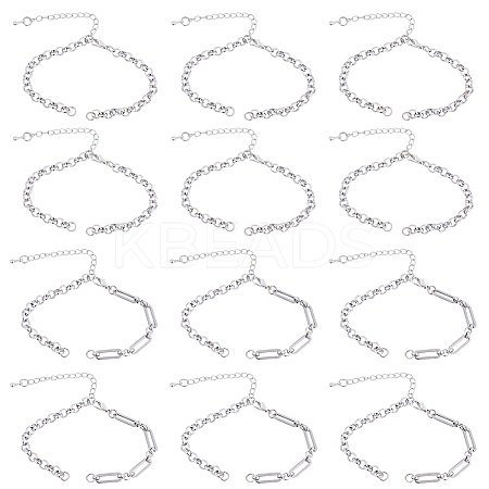 12Pcs 2 Styles 304 Stainless Steel Chain Bracelet Making AJEW-BM00003-1