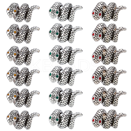 18Pcs 3 Colors Tibetan Style Alloy Rhinestones European Beads FIND-DC0007-66-1