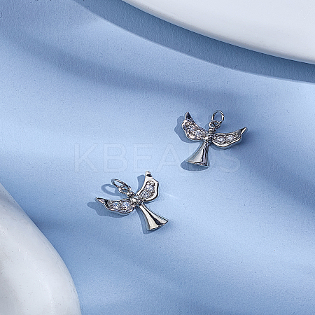 2Pcs Brass Micro Pave Grade AAA Cubic Zirconia Charms ZIRC-LP0001-42-1