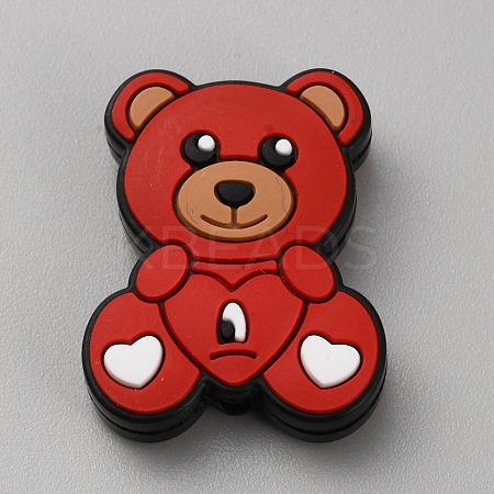 Bear with Heart Food Grade Eco-Friendly Silicone Beads SIL-WH0014-30A-1