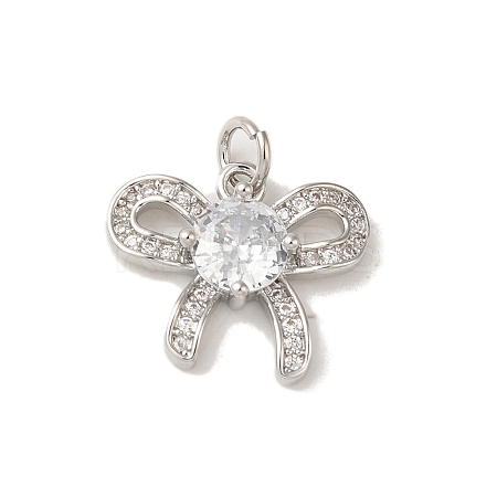 Rack Plating Brass Pendant Micro Pave Clear Cubic Zirconia KK-S366-20P-1