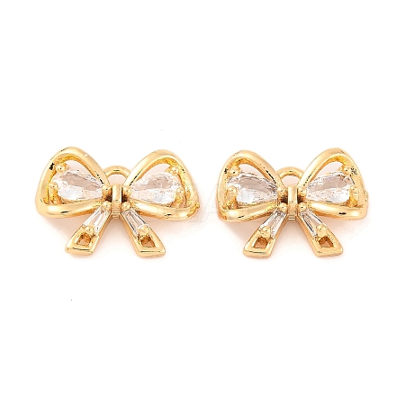 Brass Micro Pave Clear Cubic Zirconia Pendants KK-S389-01G-1