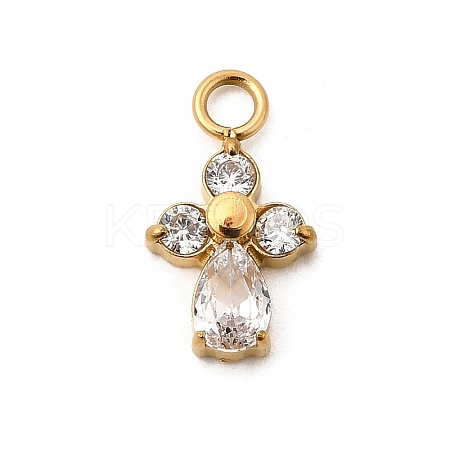 304 Stainless Steel Micro Pave Cubic Zirconia Pendants X-STAS-P431-40A-G-1