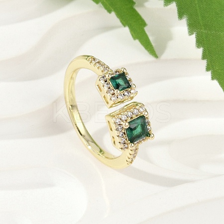 Brass Micro Pave Cubic Zirconia Cuff Rings RJEW-S400-17B-G-1