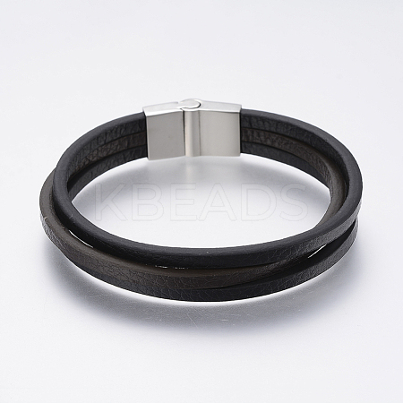 Leather Cord Multi-strand Bracelets BJEW-F325-15P-1