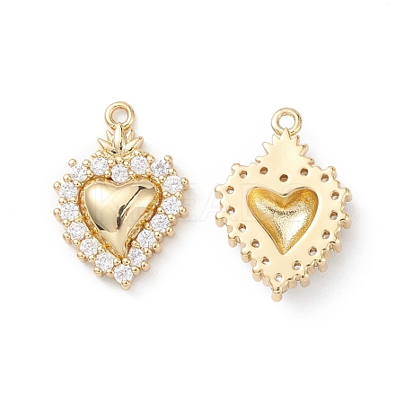 Rack Plating Brass Micro Pave Clear Cubic Zirconia Pendants KK-L155-52G-1