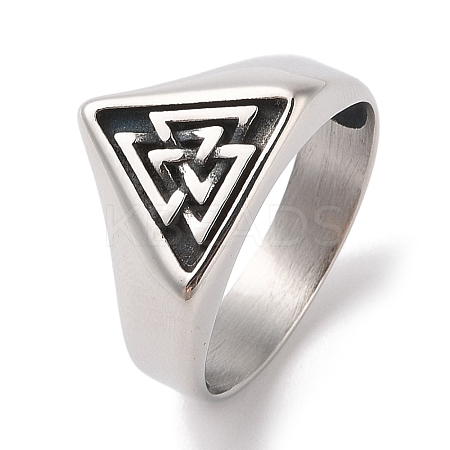 Viking 304 Stainless Steel Valknut Rings RJEW-U005-17F-AS-1