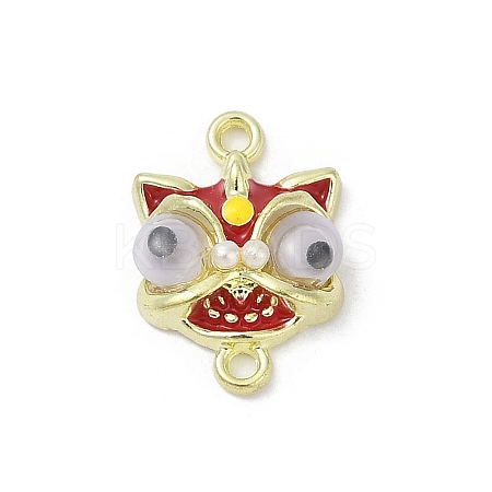 Alloy Enamel Lion Head Connector Charms PALLOY-R151-26G-1