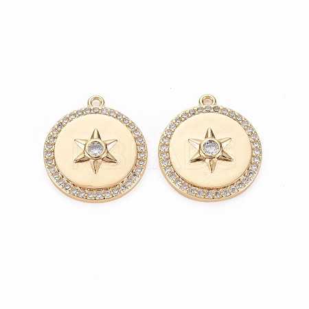 Brass Micro Pave Cubic Zirconia Pendants KK-R130-003A-NF-1