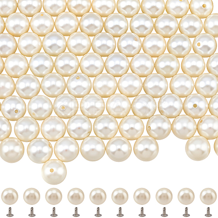 180Pcs ABS Plastic Imitation Pearl Rivet Studs KY-CL0001-02C-1
