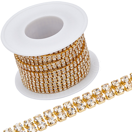 Golden Iron Rhinestone Strass Chains CH-WH0009-04G-01-1
