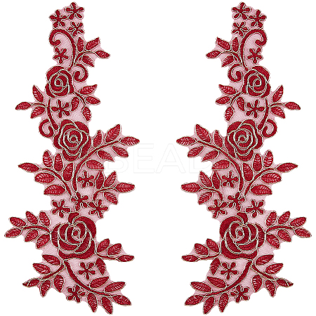 Flower Polyester Embroidery Lace Appliques DIY-WH20011-03E-1